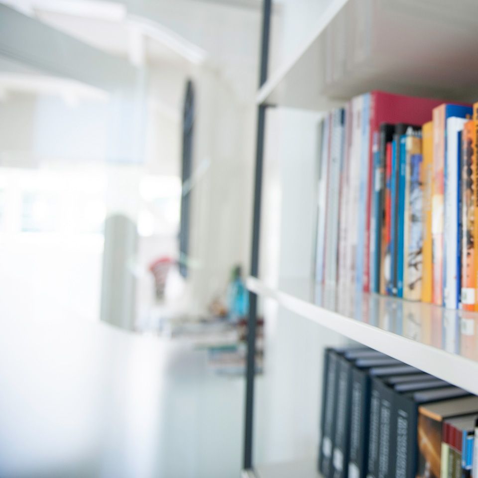 Het kantoor van Wientjes Advies met een boekenkast